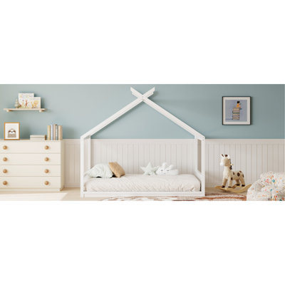 Style House Bed For , Full Size, Pine Wood, Easy Assembly White Size And , Safe Floor - Level Design, Inspires Imagination