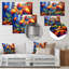 Fleur de chardon orange et bleu I - décor floral en métal, impression de chardon-701598368
