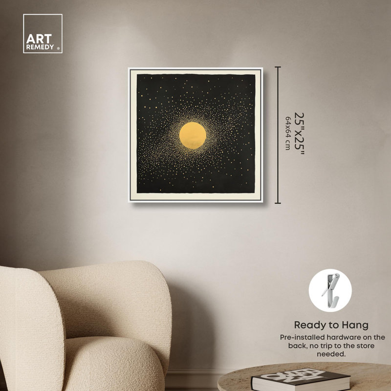 Reproduction d'art sur toile Golden Vortex II Boho Gold par Art Remedy, H 16" x l 16", Cadre blanc