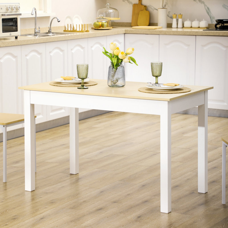 Sawa Dining Table for 4 to 6 Kitchen Table with Thick Legs Oak Wood Grain
