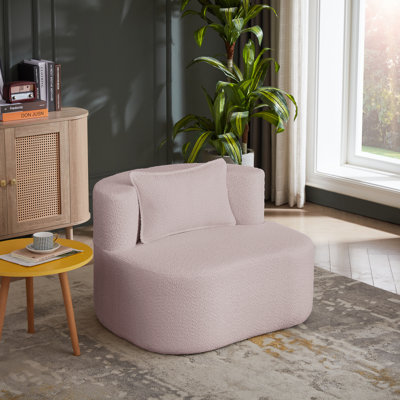 34 inch Upholstered Fabric Armchair, Barrel Chair