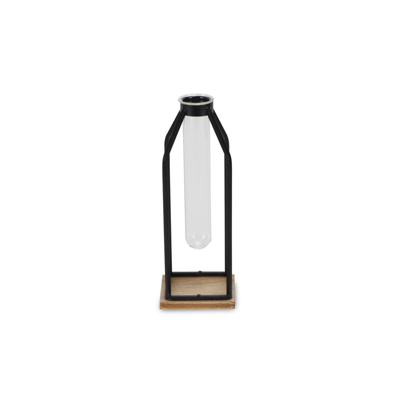 Maci Handmade Metal Decorative Bottle, Black, 12.25" H x 3.75" W x 3.75" D