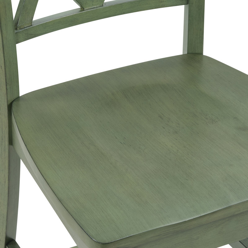 Tabouret de bar double à hauteur de comptoir en bois massif, Vert, 6