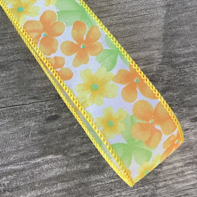 Ruban à fil floral jaune de 1,5 po x 50 yds