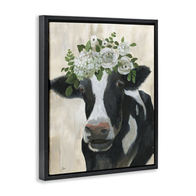 «Floral Crown Cow», art mural sur toile par Nan