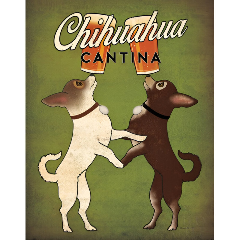 Double Chihuahua Cantina v2 par Ryan Fowler, reproduction d'art sur toile tendue, H 12 po x l 18 po