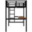 Lit mezzanine simple en métal avec bureau et bureau noir pratique