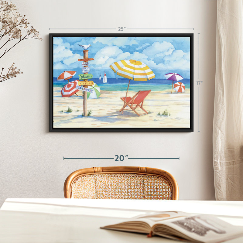 «Beach Signs Umbrellas», reproduction sur toile, H 17 po x l 25 po