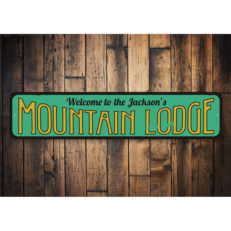 Enseigne en aluminium personnalisée Mountain Lodge, H 6 po x l 24 po x P 0,06 po