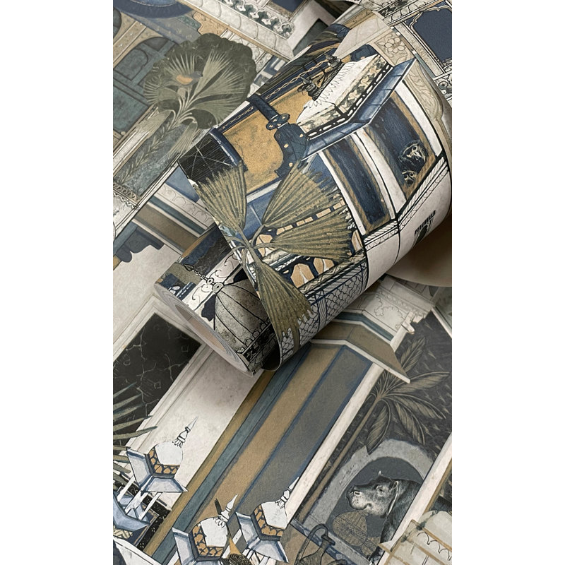 Rouleau de papier peint L 33 pi x l 21 po Amein, Bleu marine