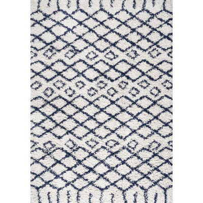 Sineu Moroccan Diamond Shag Beige/Navy Rug