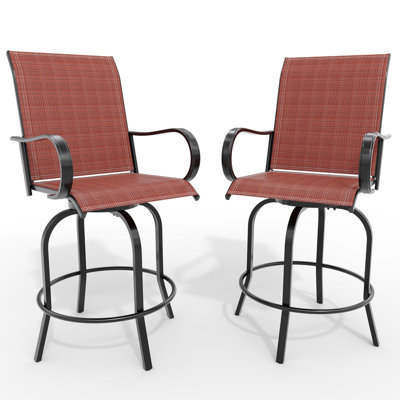 Ensemble de 2 tabourets de bar pivotants à 360 ° avec dossier haut et tissu Textilene