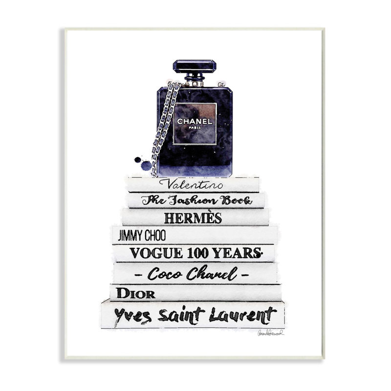 « mode stylisé parfumerie bookstack blue white », impression, Plaque murale, H 15 po x l 10 po x P 0,5 po