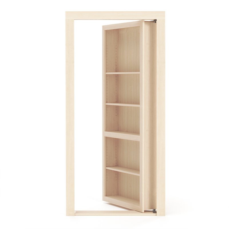 Porte cachée affleurante en bois brut, charnière pivotante, cadre de porte, garniture de porte, H 80 po x l 36 po
