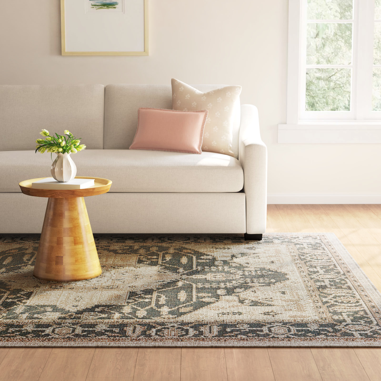 Crawford Dark Blue Gray Outdoor Oriental Rug, Rectangle 6'7" x 9'2"