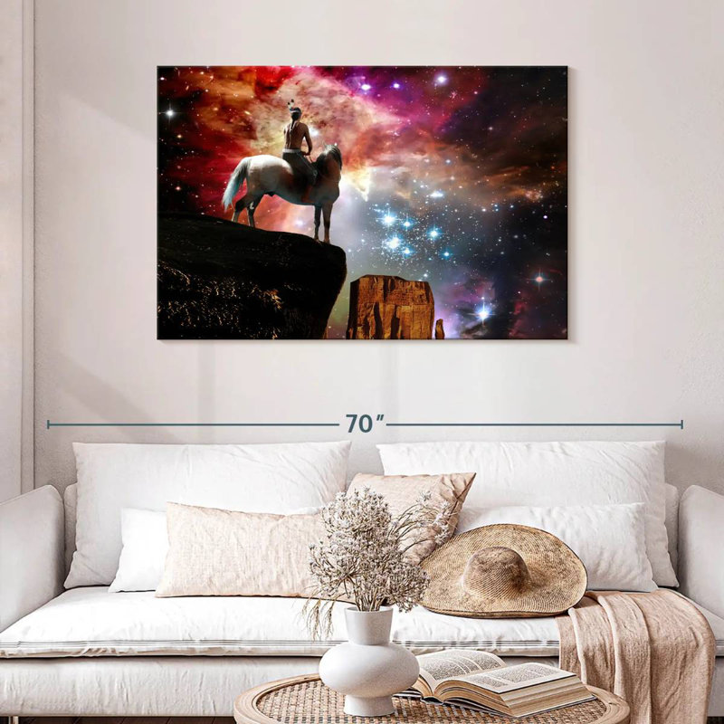 Lelar Native American Warrior At Night, 30" H x 45" W