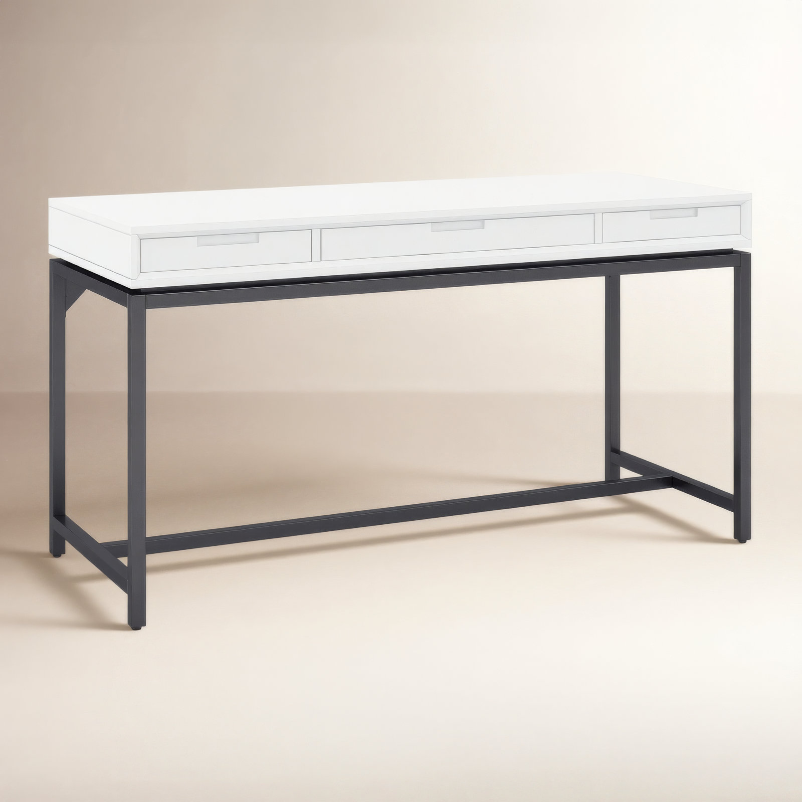 Lars Mid Century Desk, 31.50" H x 60" W x 24" D, White/Black