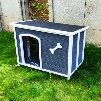 40.38" Wooden Puppy House - Outdoor Weather- & Indoor Kennel Easy 5 Construction For Pets Foldable Pet Shelter Water- Solid Wood Effortless Setup Puppies Up To 70 Lbs