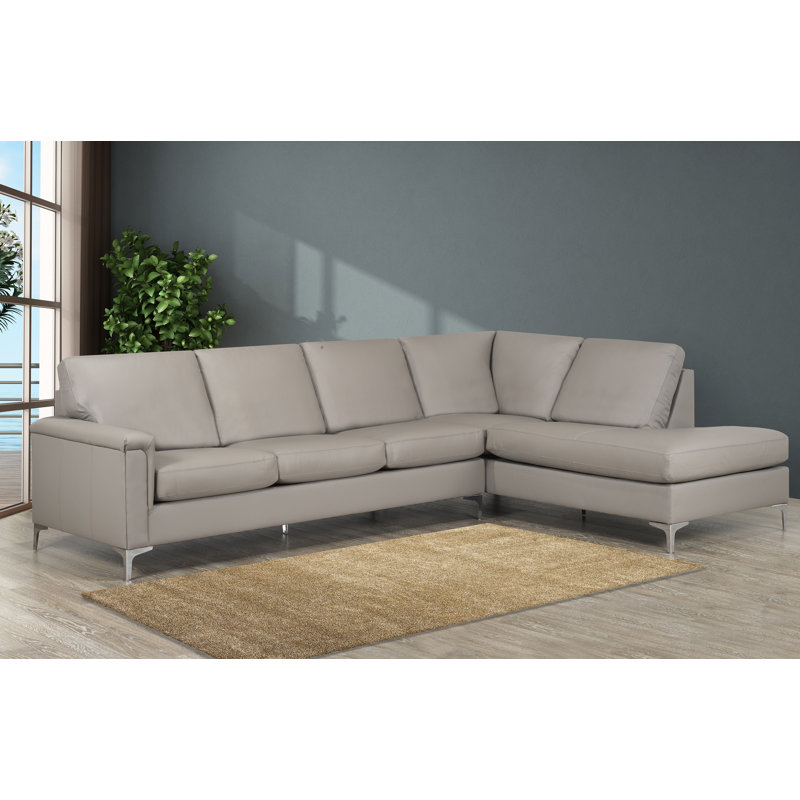 Canapé modulaire faisant face à la droite 84 po, Cuir brun assorti