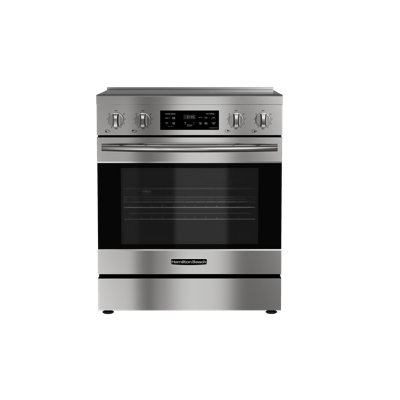 Hamilton Beach 30” 5.0 Cu. ft. Electric Range with Convection & Air Fry, 3500 Watts Oven with Front LED Touch Panel, Steam Clean & Storage Drawer, Stainless Steel
