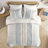 Cotton Printed Comforter Set With Chenille White/Navy-113361593