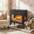 24" Freestanding Electric Fireplace Stove Heater With Remote Control And 3D Flame Effect-1087033863