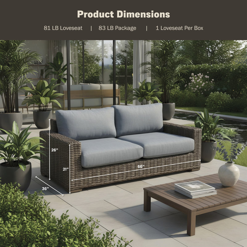 Rattan Wicker Deep Seating Large Loveseat