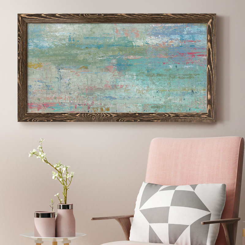 Pastel Watergarden - peinture sur toile encadrée, Noyer