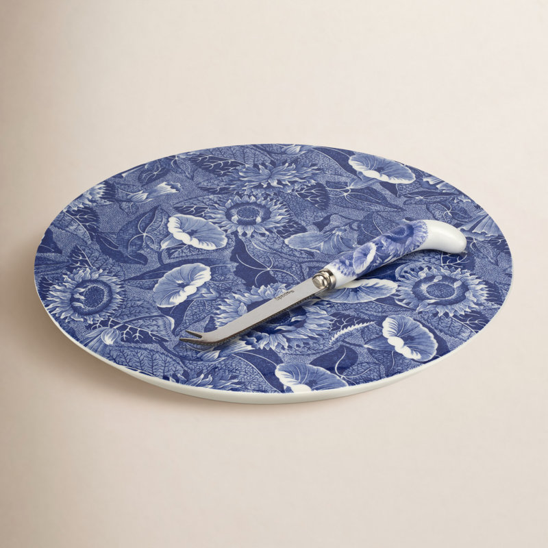Assiette et couteau à fromage Spode Blue Sunflwr 11 po