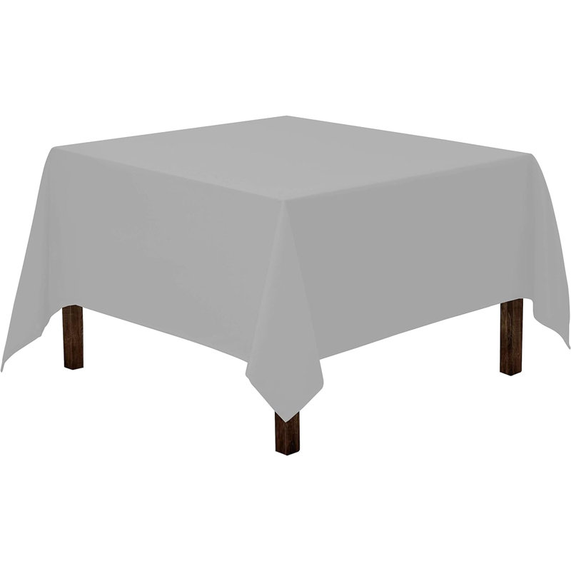 Amilliana Square No Pattern Polyester Tablecloth, 70" Square, Silver