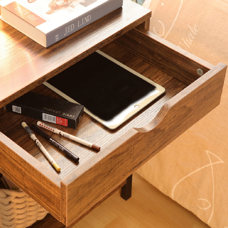 Kila Accent Table with Storage - Versatile Small Table for Home Office, Brown, Black