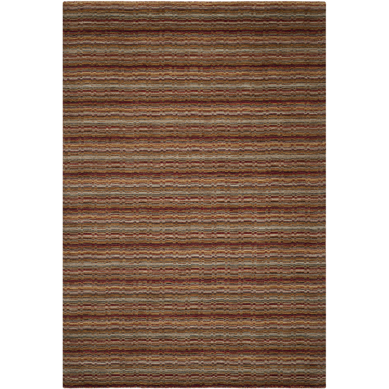 Tapis rayé en laine fait à la main Hofmeister, Rectangle 6 pi x 9 pi