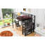 Lit mezzanine double en métal avec bureau moderne, garde-robe et tablettes de rangement - noir