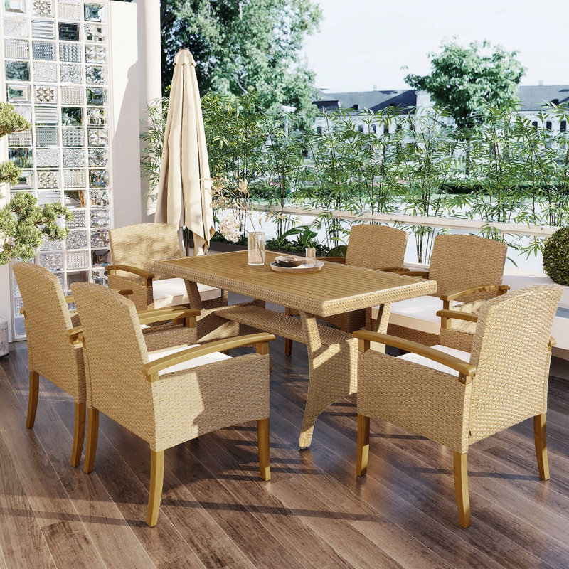 Ensemble de table de salle à manger d'extérieur 7 pièces