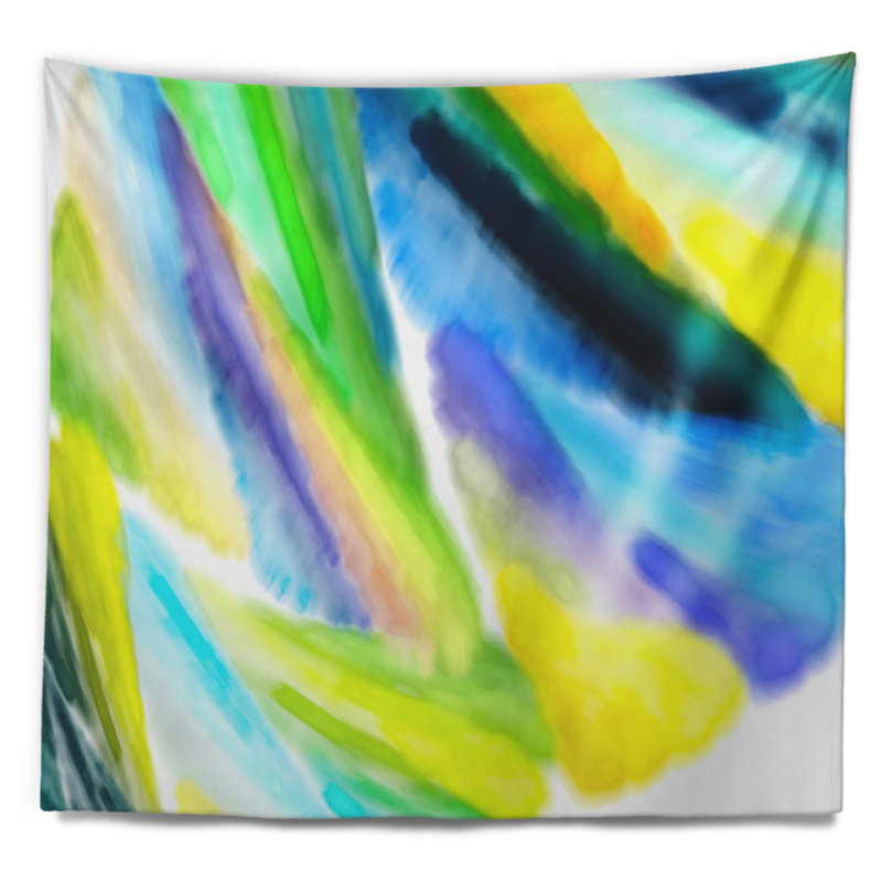 Tapisserie coups brosse abstrait vert vibrant, H 78 po x l 92 po