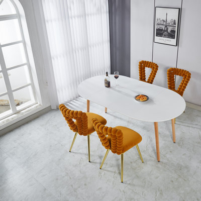 Table de salle à manger et de bureau extensible blanche avec longueur réglable - 100 cm à 180 cm, plateau en panneau de fibres à densité moyenne robuste