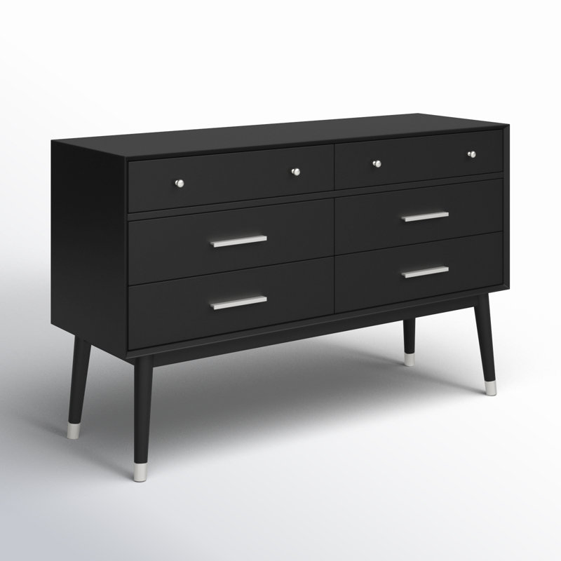 Samuel 56'' W 6 - Drawer Dresser, Black/Silver