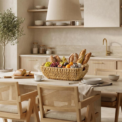 Hand-Woven Storage Baskets with Wooden Handles,2 Pack