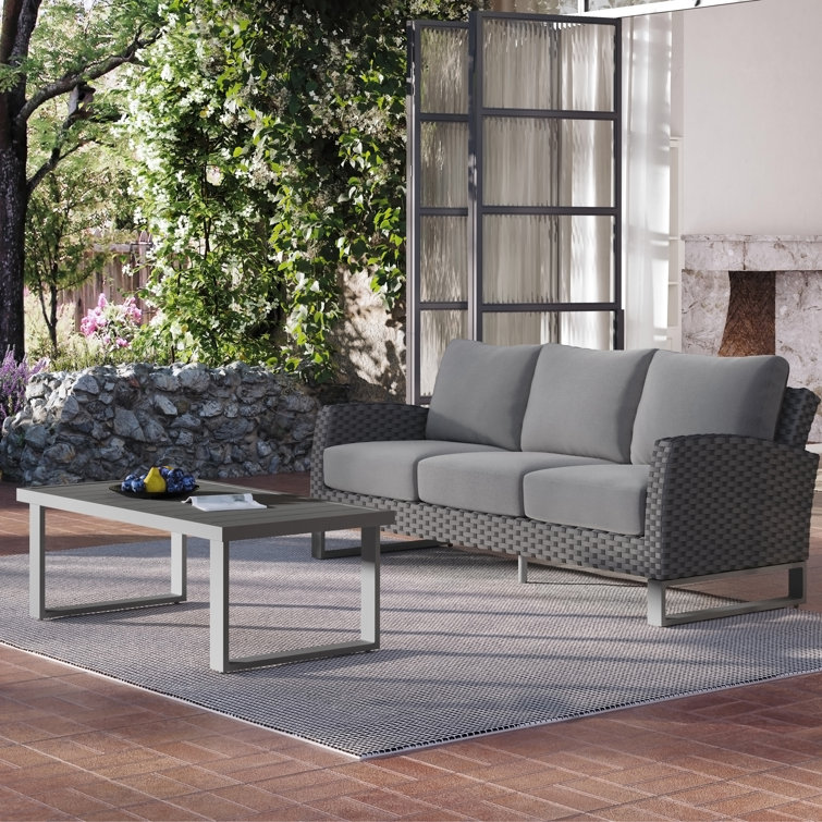 Sabreea 2-Piece Wicker Sofa And Slat Top Coffee Table Set