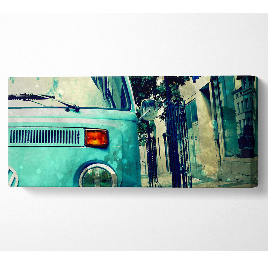 Retro Vw Camper Van - Panorama-Kunstdrucke aus gewickelter Leinwand