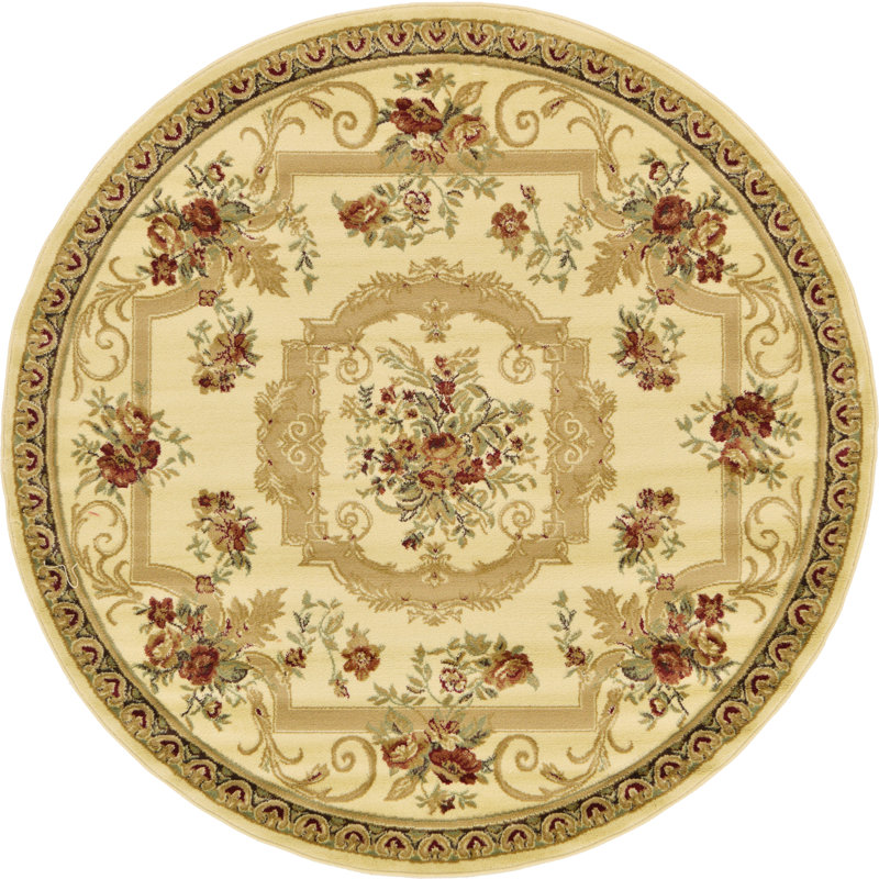 Debora Oriental Area Rug, Round 6'1", Cream