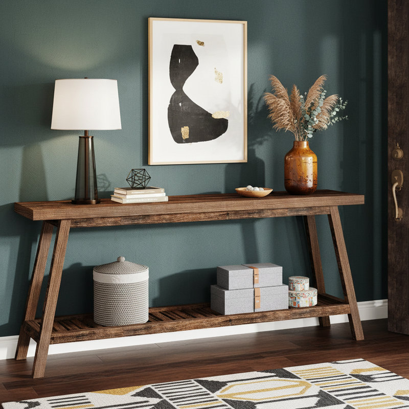 Table de bout à 2 niveaux 70,9 po Farmhouse Console