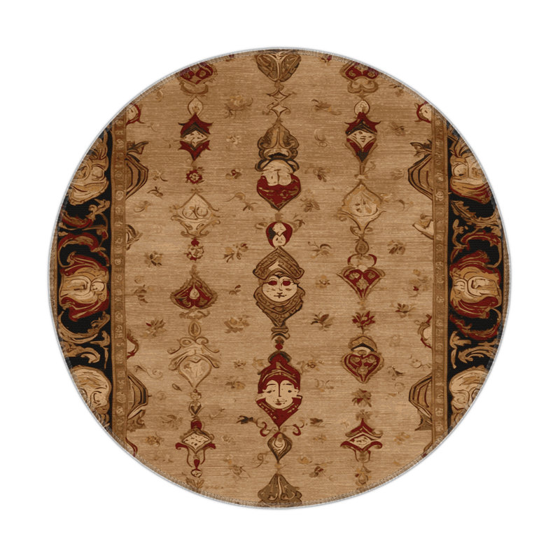 Tapis d'intérieur et d'extérieur brun français, Rond 5 pi