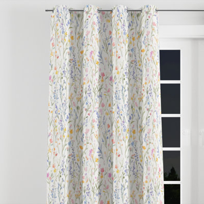 Floral Velvet Curtains - Boho Fairy Meadow Grommet Curtain - 1 Panel