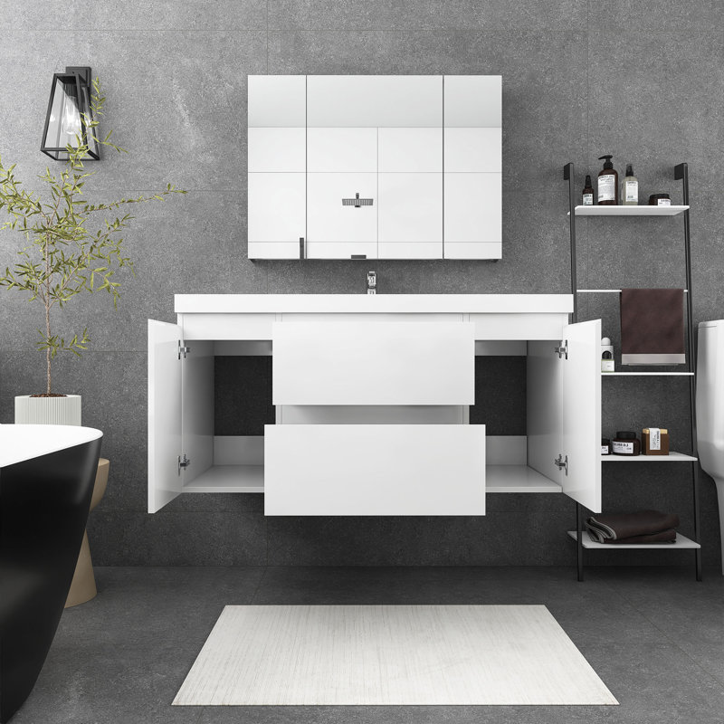 Juriaan 48'' Single Bathroom Vanity with Resin Top, White