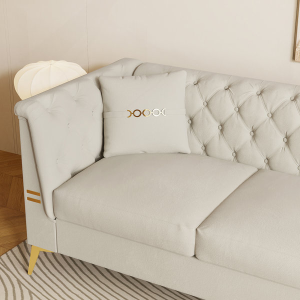 Latitude Run® Modern Tufted Velvet Sofa With Gold Metal Legs, 82.67 ...