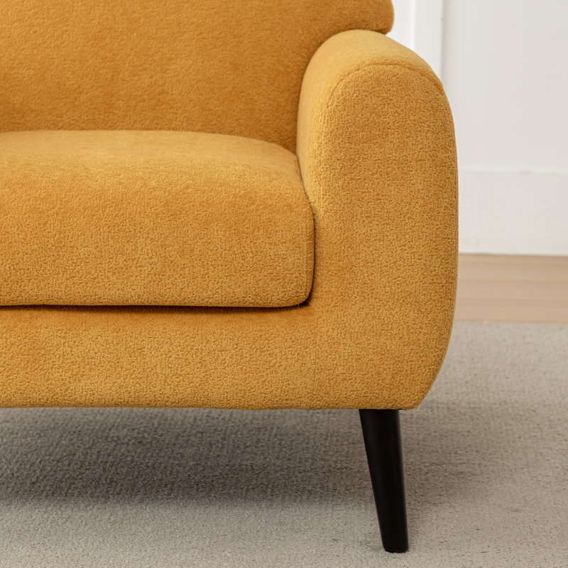 Chaise d'appoint rembourrée avec accoudoirs ronds Deivi, Polyester jaune