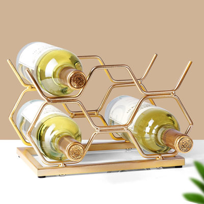 Gold 5-Bottle Modern Metal Freestanding Countertop Wine Rack