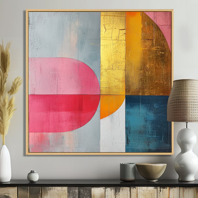 Geometric Gold Pink And Grey Pure Form II - Abstract Geometric Wall Art