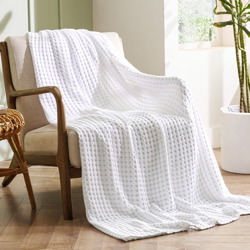 Bedsure 279gsm Cotton & Rayon from Bamboo Waffle Blanket GentleSoft™️, Warm Taupe, Throw XL